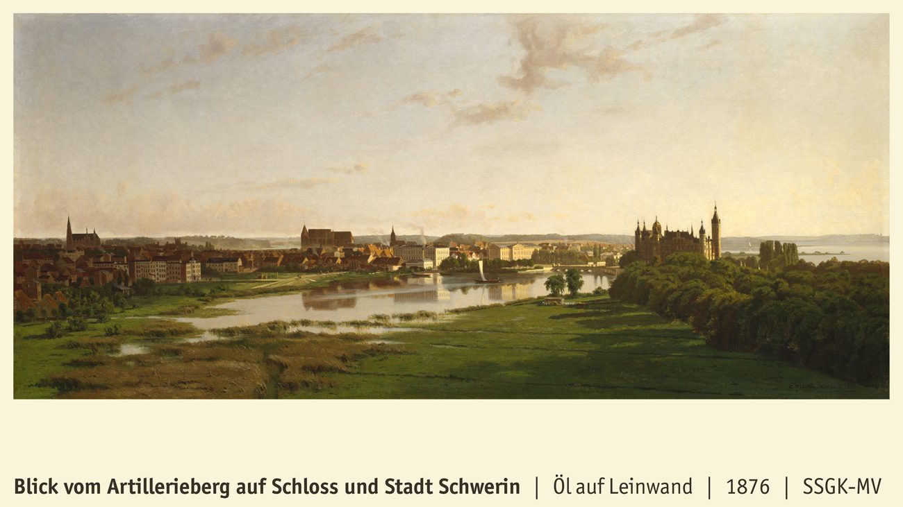Blick vom Artillerieberg auf Schloss und Stadt Schwerin